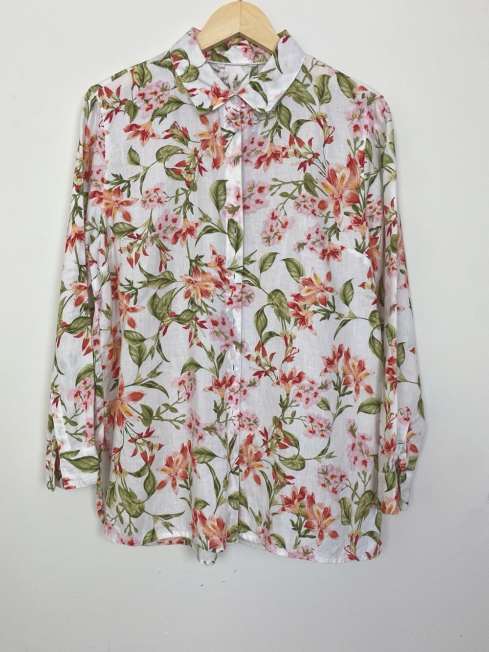 Tommy Bahama Petal of Honor Floral Linen Button Down Shirt Sz L